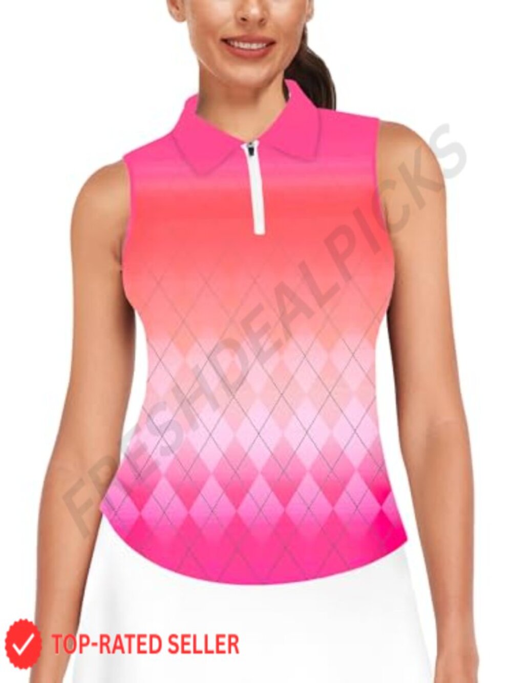 Sleeveless Golf Polo Shirt Women's Moisture Wicking 1/4 Zip Pullover